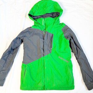 Burton Boys Dry Ride Jacket XL Green & Gray Hood Waterproof Room-To-Grow Design